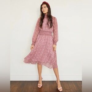 O.P.T. On the Run Chiffon Floral Midi Dress Long Sleeve XS